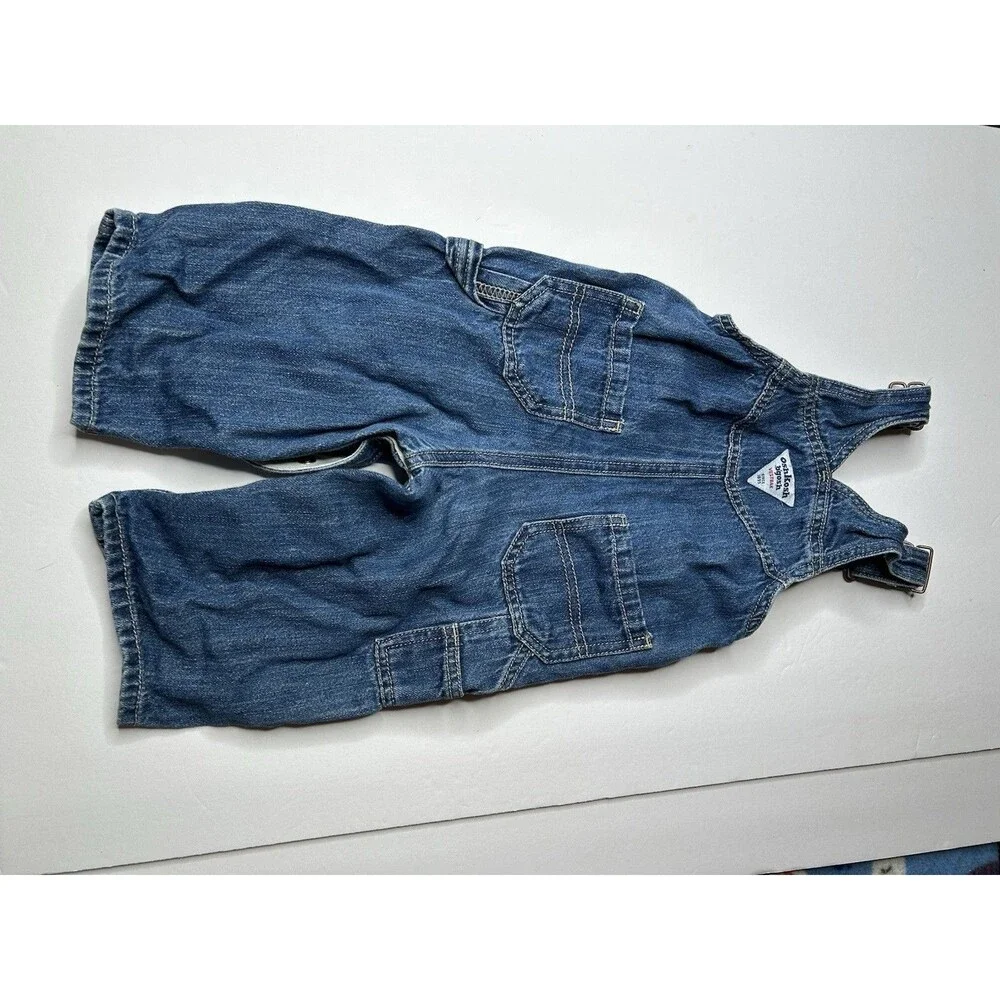 Osh Kosh Vest back denim bib overalls 12 months pants y2k